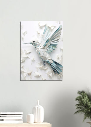 Geometric hummingbird poster