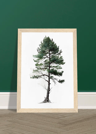 Minimalist serene pine tree poster