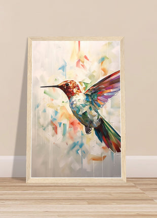 Geometric hummingbird poster