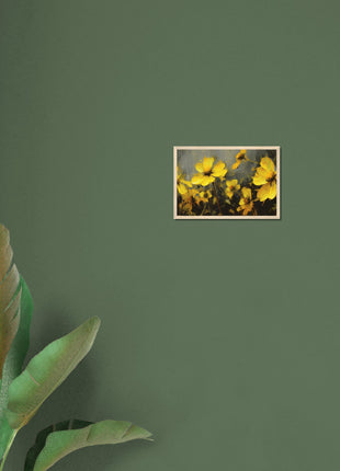 Yellow spring flowers on darker background poster