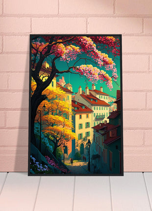 Colorful Town In Spring Poster