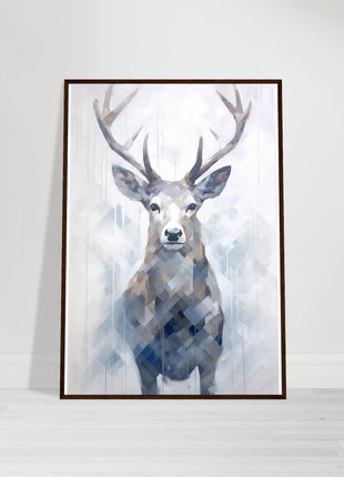 Deer in the mist with geometric blend poster