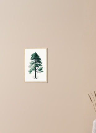 Minimalist tree on white background poster