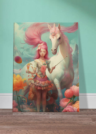 Fille avec son affiche licorne