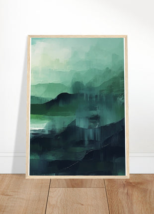 Green abstract sunrise landscape poster (part 3 of 3)