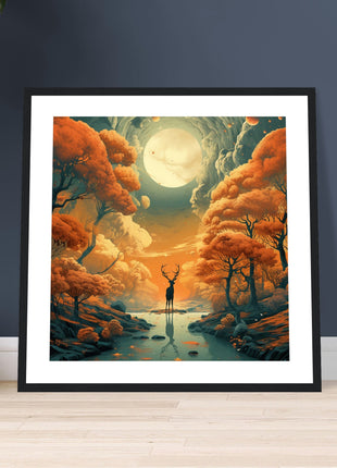 Deer fall landscape - Fall poster