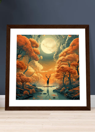 Deer fall landscape - Fall poster