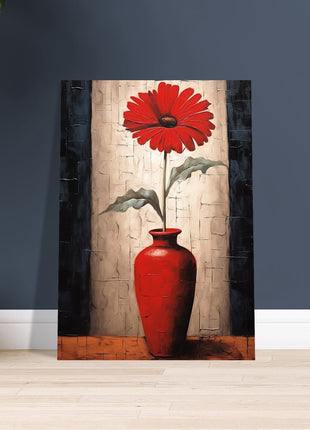 Red flower in vase poster - modern