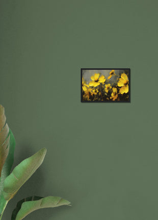 Yellow spring flowers on darker background poster