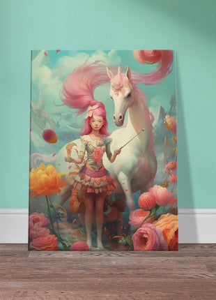 Fille avec son affiche licorne