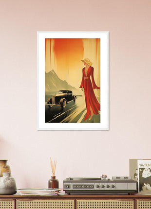 Retro-Dame und Auto-Poster