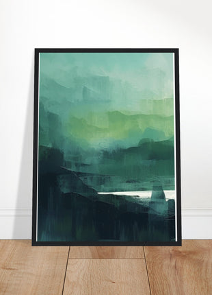 Green abstract sunrise landscape poster (part 1 of 3)