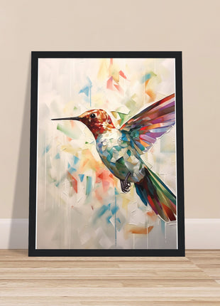 Geometric hummingbird poster