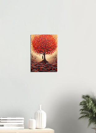 Red fall tree drawing poster