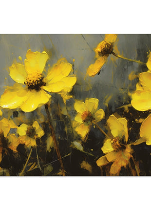 Yellow spring flowers on darker background poster