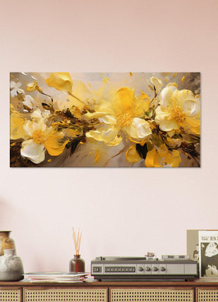 Golden Floral Elegance – Abstract Flower Art Print