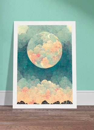 Moon with orange hue poster