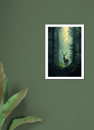 Deer in the woods poster