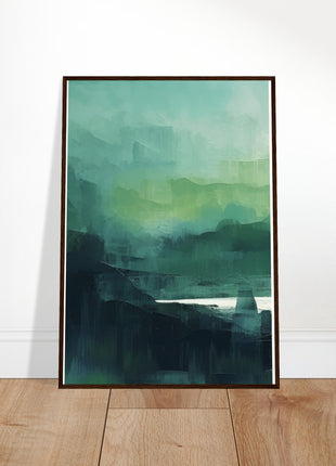 Green abstract sunrise landscape poster (part 1 of 3)