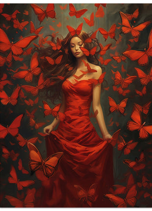 Wind of red butterflies poster