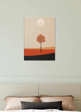 Cartel de paisaje de sol de otoño.