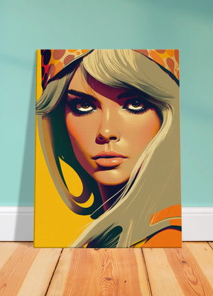 Retro Lady Poster - Yellow Orange Tone