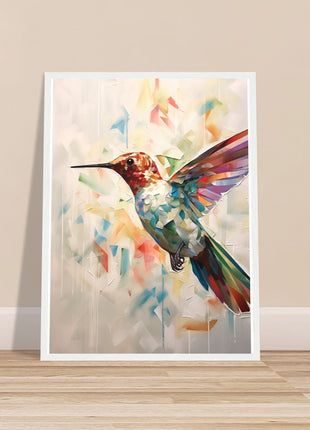 Geometric hummingbird poster