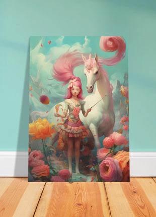 Póster Niña con su unicornio.