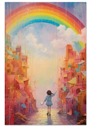 Rainbow city kids room poster