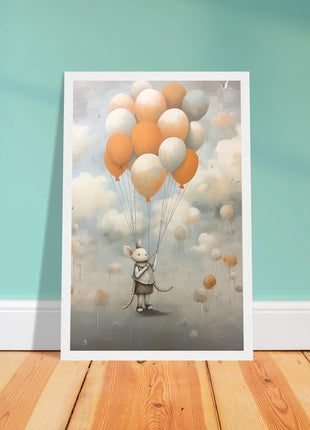 Mouse with balloons kids room poster