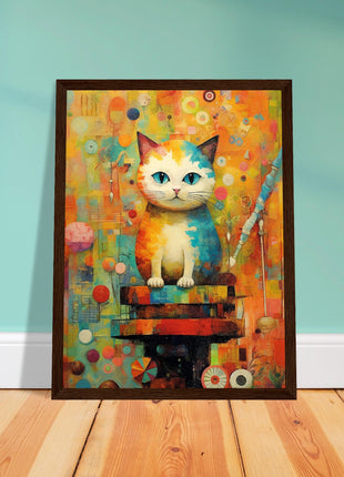 Colorful Abstract Cat Art Print