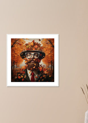 Man and leaves - Fall poster