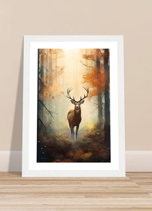 Deer in the woods painting poster