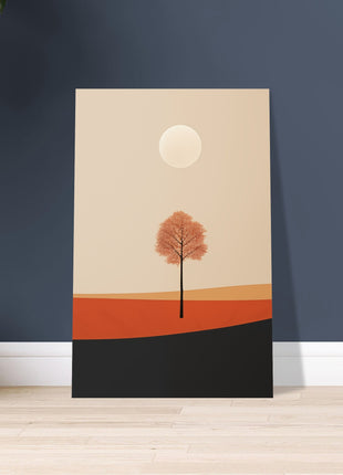 Cartel de paisaje de sol de otoño.