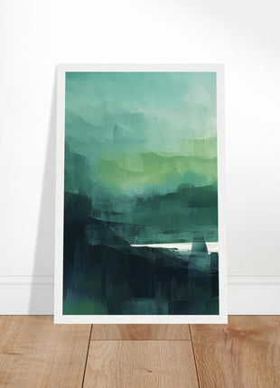 Green abstract sunrise landscape poster (part 1 of 3)