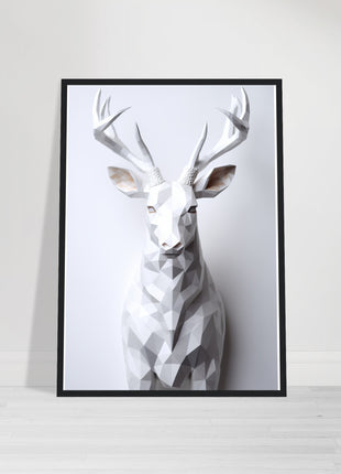 Geometric 3D deer poster