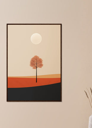 Cartel de paisaje de sol de otoño.