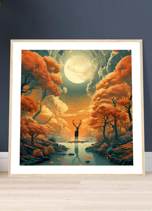 Deer fall landscape - Fall poster