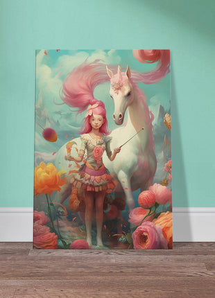 Fille avec son affiche licorne