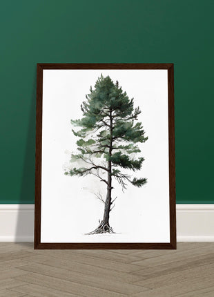 Minimalist serene pine tree poster