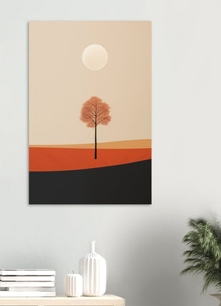 Cartel de paisaje de sol de otoño.