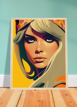 Retro Lady Poster - Yellow Orange Tone