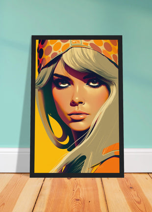 Retro Lady Poster - Yellow Orange Tone