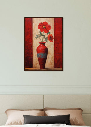 Precioso cartel de flores rojas.