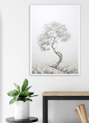 White tree painting poster