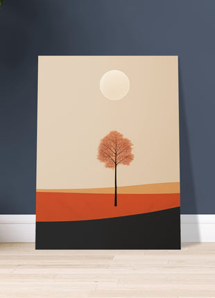 Cartel de paisaje de sol de otoño.