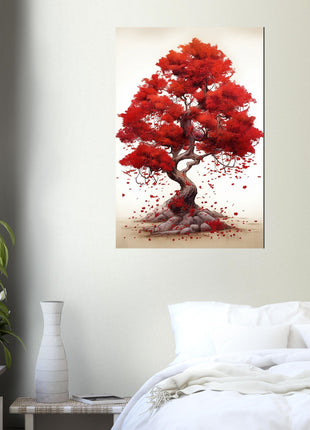 Red tree drawing poster