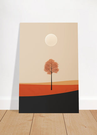 Cartel de paisaje de sol de otoño.