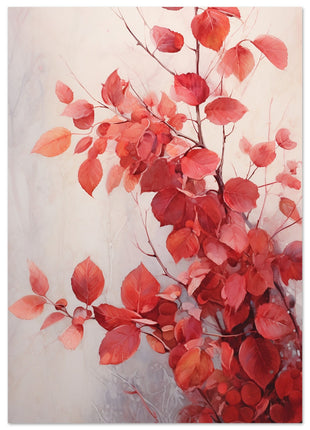 Red leaves in the mist poster