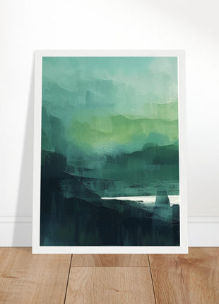 Green abstract sunrise landscape poster (part 1 of 3)